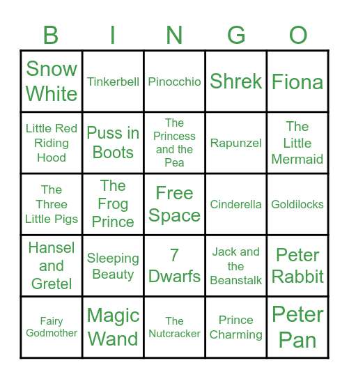 Fairy Tale Bingo Card