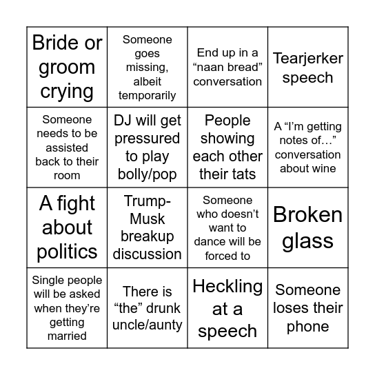 Santa Fe Bingo Card