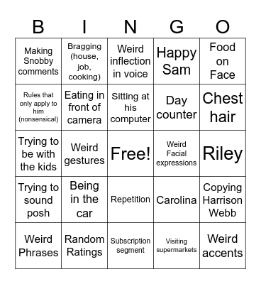 Sam Wilder Bingo V3 Bingo Card