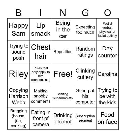 Sam Wilder Bingo V4 Bingo Card