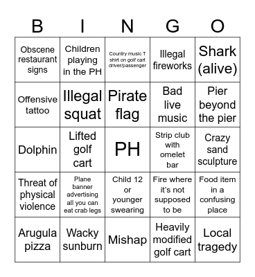 Beach Bingo Card