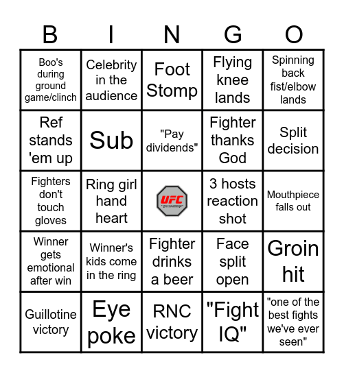 UFC BINGO Card