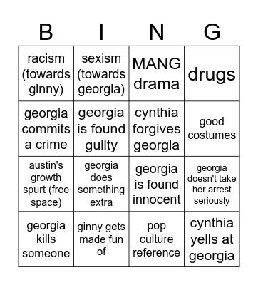 ginny & georgia s3 bingo Card