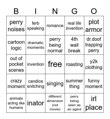 p&f Bingo Card