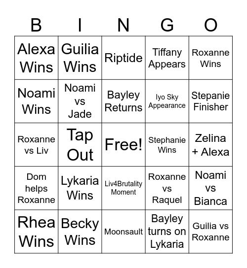 Women's MITB Bingo Card