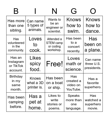 SMARTNet HUMAN NETWORKING Bingo Card