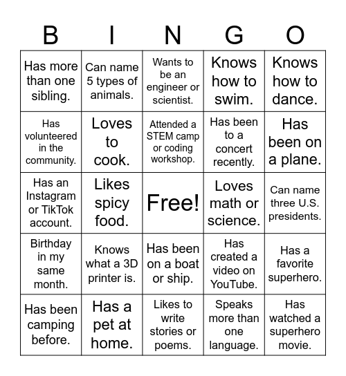 SMARTNet HUMAN NETWORKING Bingo Card