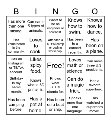 SMARTNet HUMAN NETWORKING Bingo Card