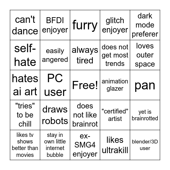 my dumb Bingo Card