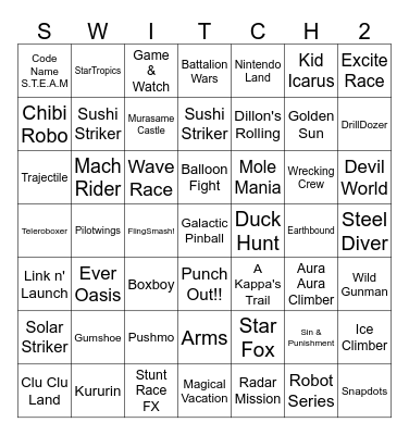 Dead Nintendo I.P Switch 2 Revival Bingo Card