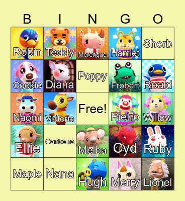 Animal Crossing Bingo Card