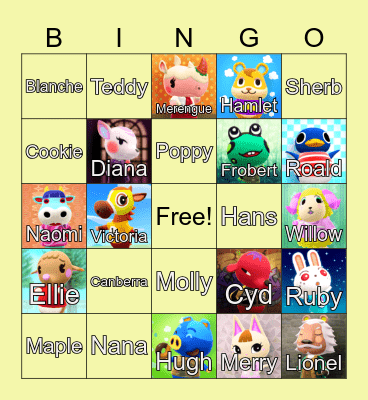 Animal Crossing Bingo Card