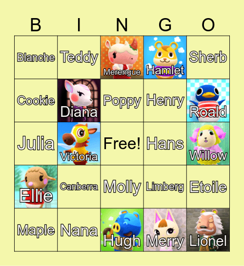 Animal Crossing Bingo Card
