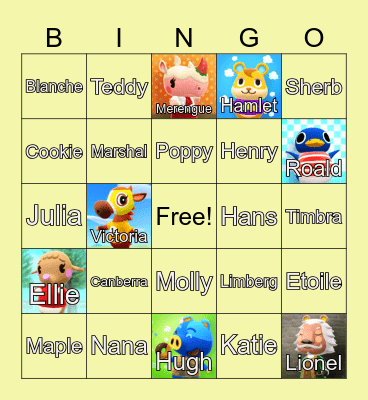 Animal Crossing Bingo Card