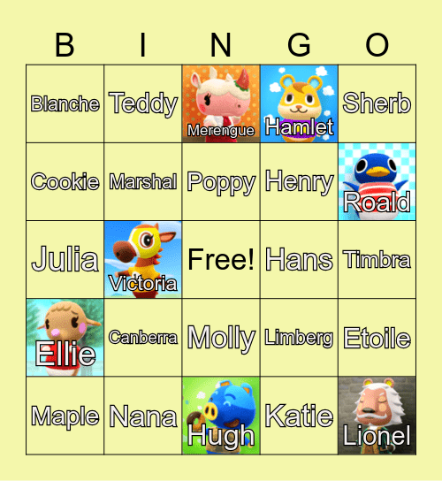 Animal Crossing Bingo Card