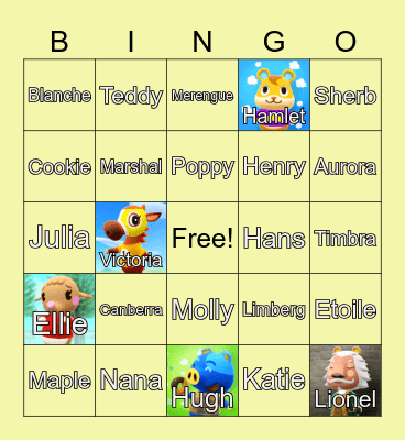 Animal Crossing Bingo Card