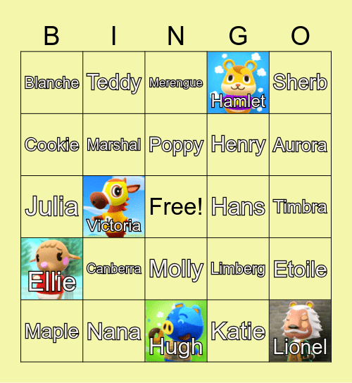 Animal Crossing Bingo Card