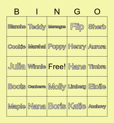 Animal Crossing Bingo Card