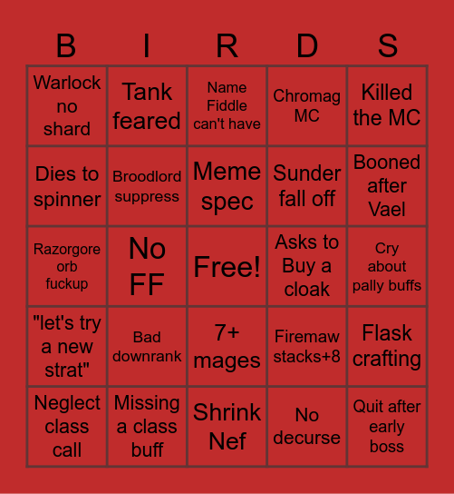 BWL Pug Bingo Card