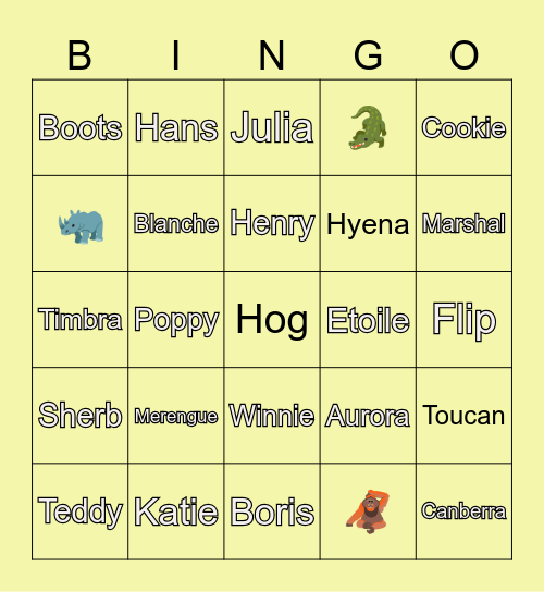 Animal Crossing Bingo Card