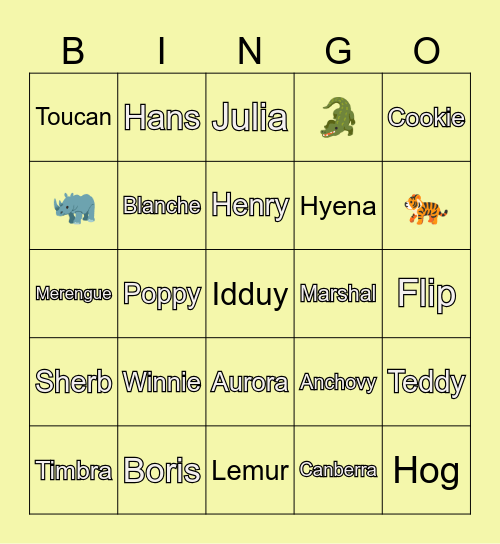 Animal Crossing Bingo Card
