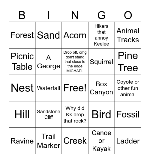 Shades State Park Bingo Card