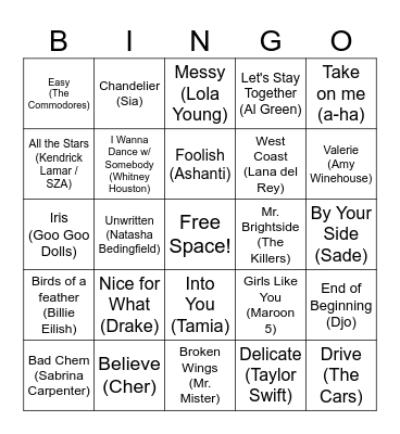 Music Bingo! Bingo Card