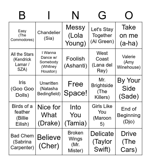 Music Bingo! Bingo Card