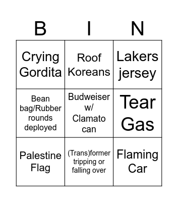 Riot Watch Bingo Card