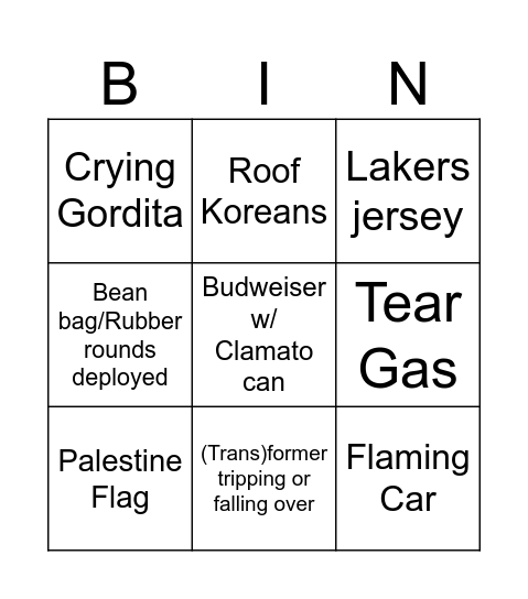 Riot Watch Bingo Card