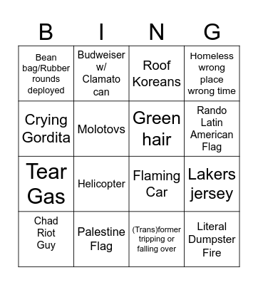 Riot Watch Bingo Card
