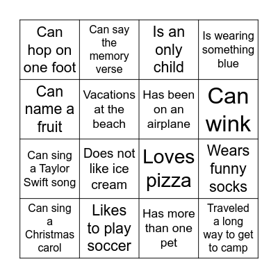 Find A Friend Who... Bingo Card