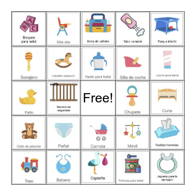 Baby Bingo Spanish Bingo Card
