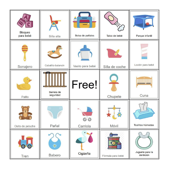 Baby Bingo Spanish Bingo Card