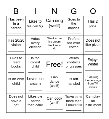 Get to Know Mark Family Bingo Card