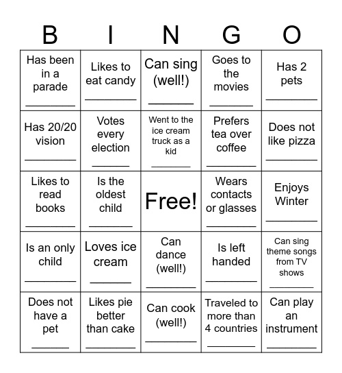 Get to Know Mark Family Bingo Card