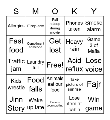 Tennessee Bingo Card