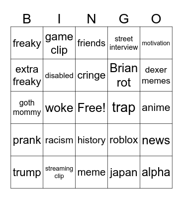 instagram Bingo Card