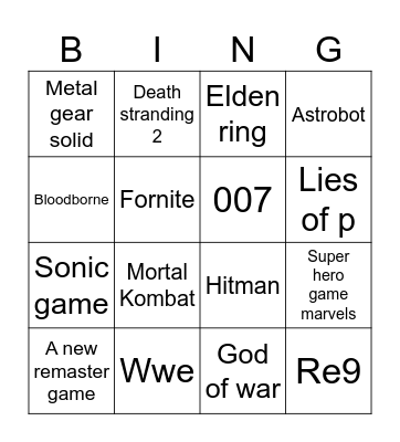 Testing bingo Card