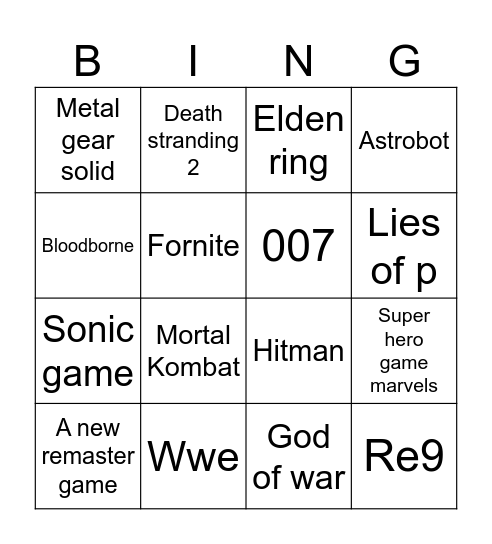 Testing bingo Card