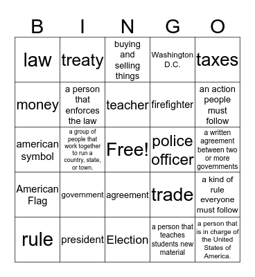 Government Bingo Card