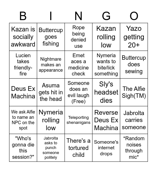Novas Explorer's United Bingo Card