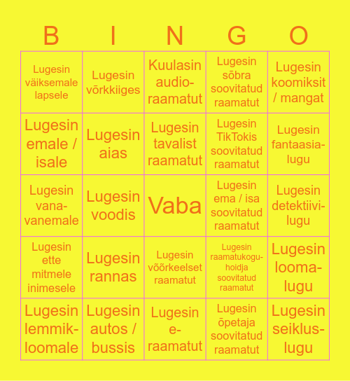 Suvelugemine Bingo Card