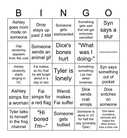 Daily Life in Dorkemons Bingo Card