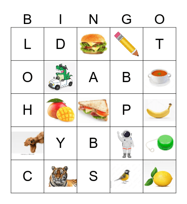 Letters & Pictures Bingo Card