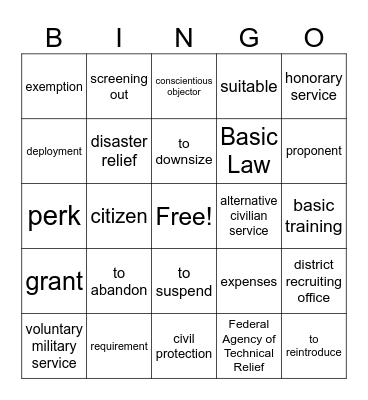 Conscription in Germany Bingo Card