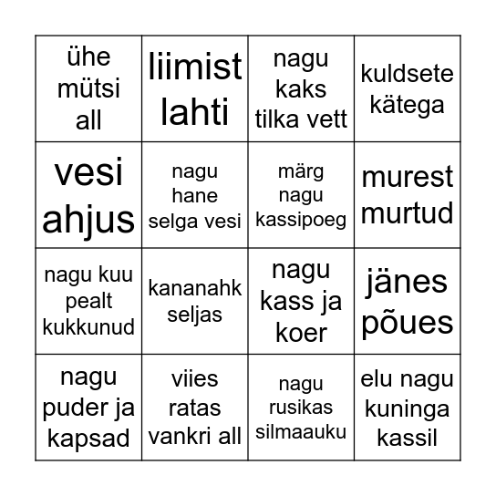 Kõnekäänud Bingo Card