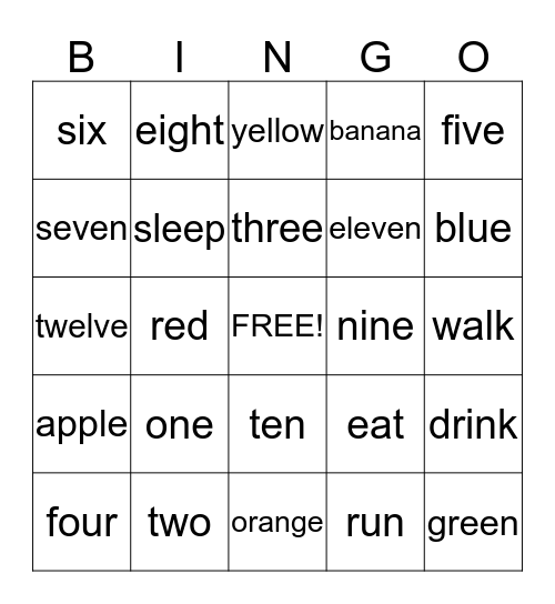 Name:                                                                                       Bingo Card