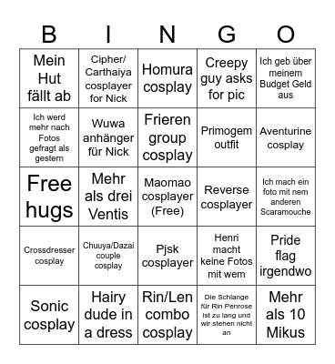 Dokomi ‘25 Bingo Card