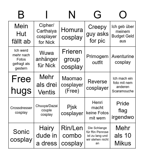 Dokomi ‘25 Bingo Card